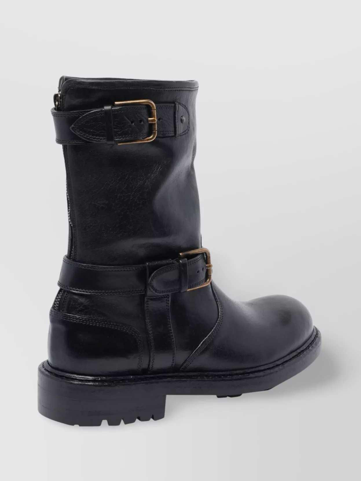 Dolce&Gabbana Buckled Leather Mid-Calf Boots