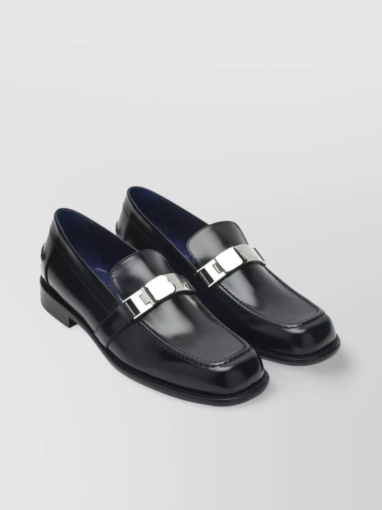Burberry Leather Loafer Tower Metallic Buckle