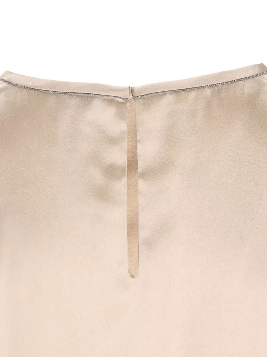 Brunello Cucinelli Silk 3/4-Sleeve Top
