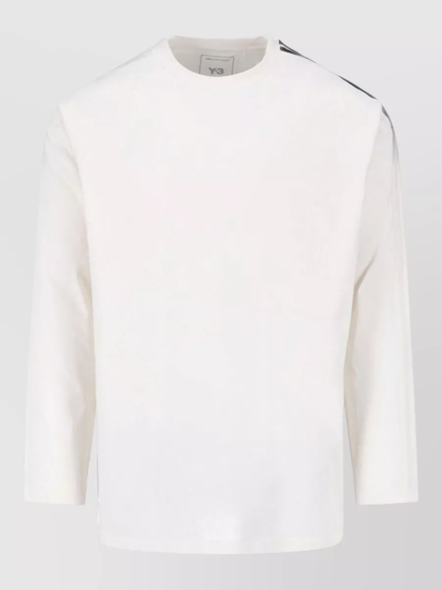 Y-3 cotton gradient-stripe logo-print raglan long-sleeve t-shirt