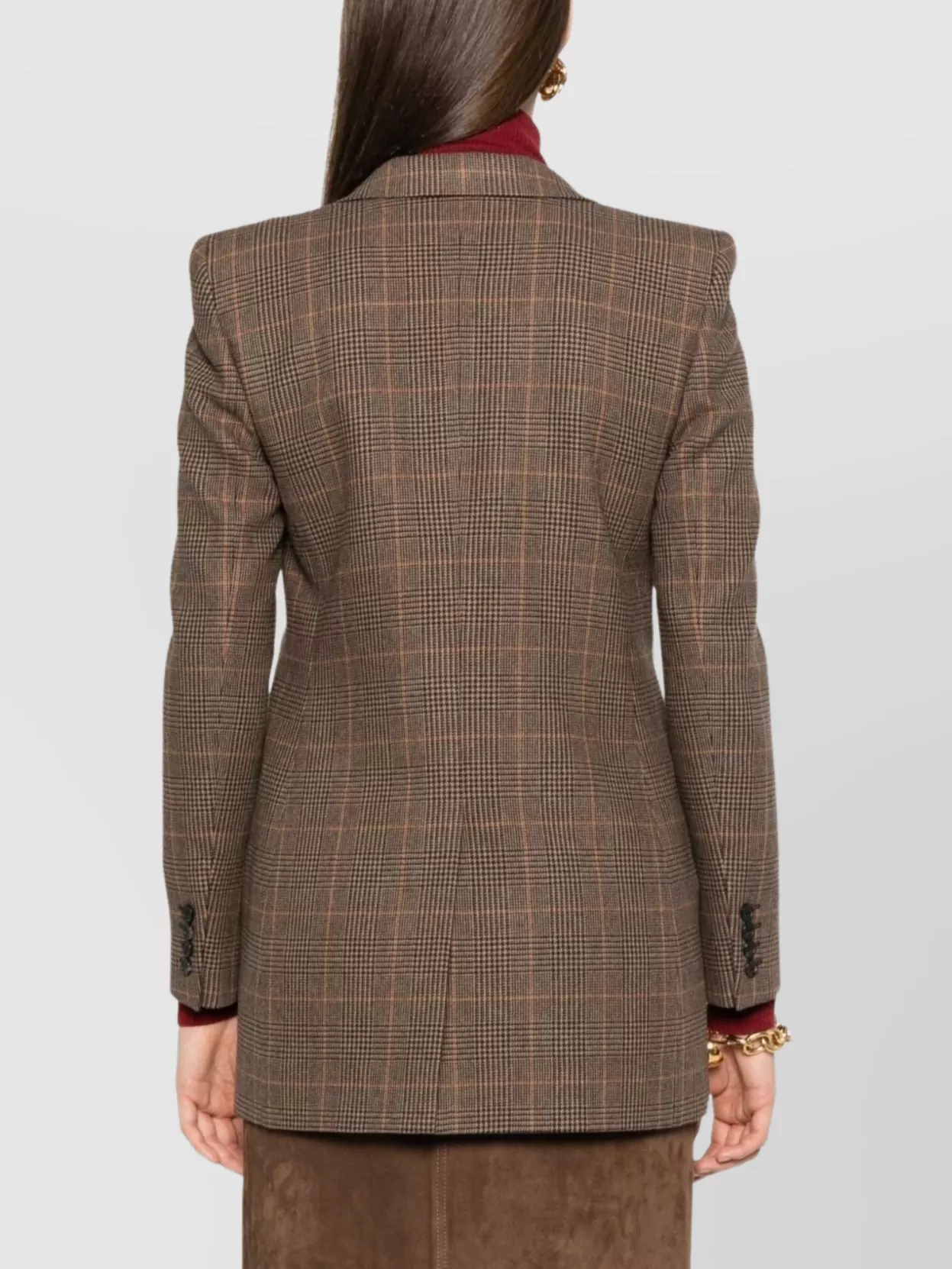 Saint Laurent Blazer Checked Pattern Flap Pockets In Pink