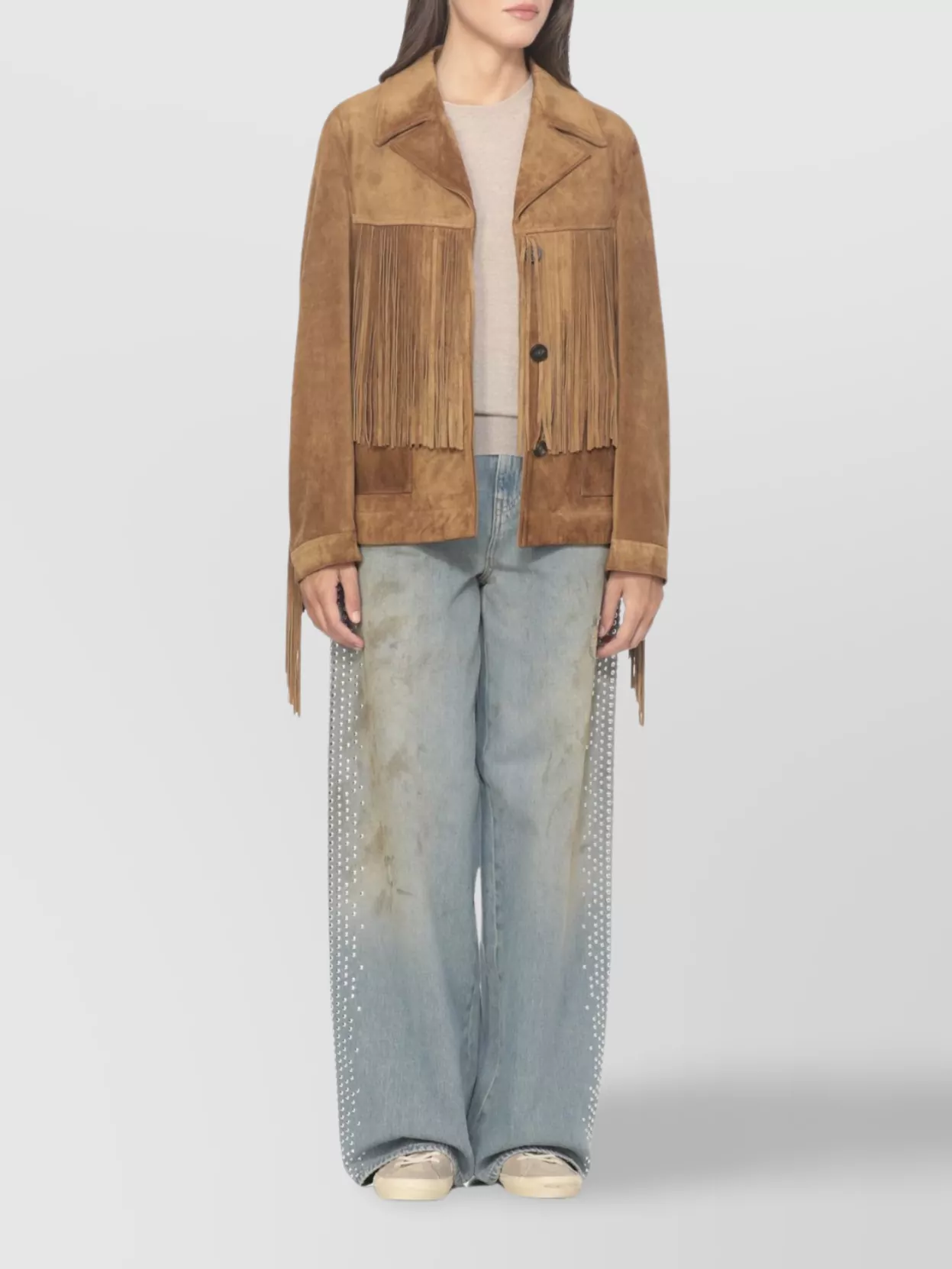 Golden Goose Suede Fringe Leather Jacket