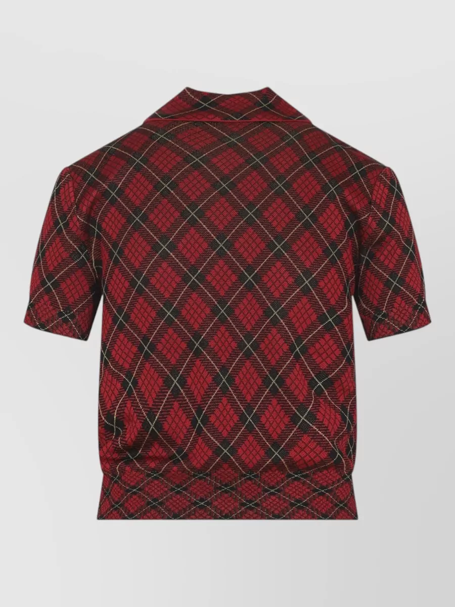 Alexander Mcqueen Checked Ribbed Short-Sleeve Polo Top