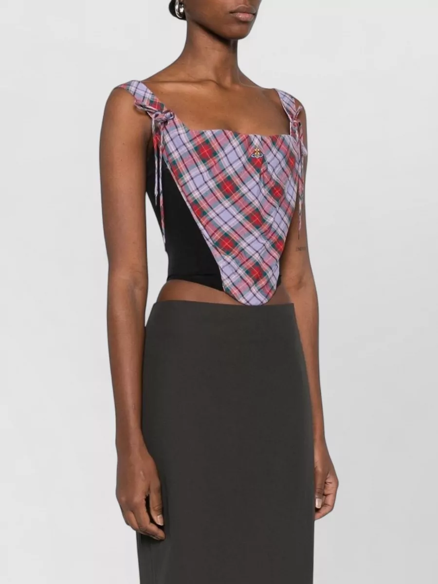 Vivienne Westwood Plaid Top Side Tie Square Neckline
