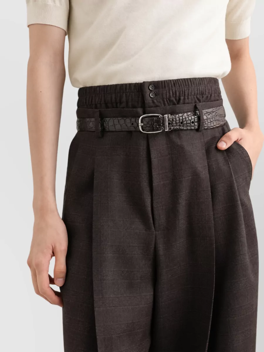 Dolce&Gabbana Checked Wool Pleated Tailored Trousers
