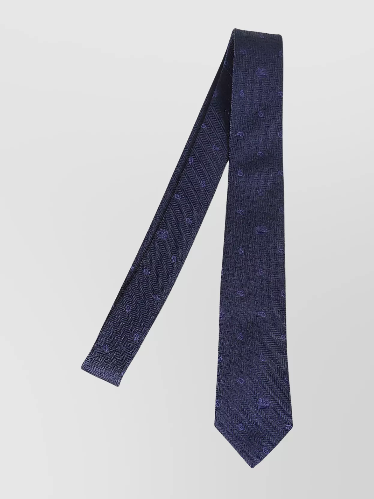 Shop Etro Slim Pointed Tip Textured Tonal Stitching Tie