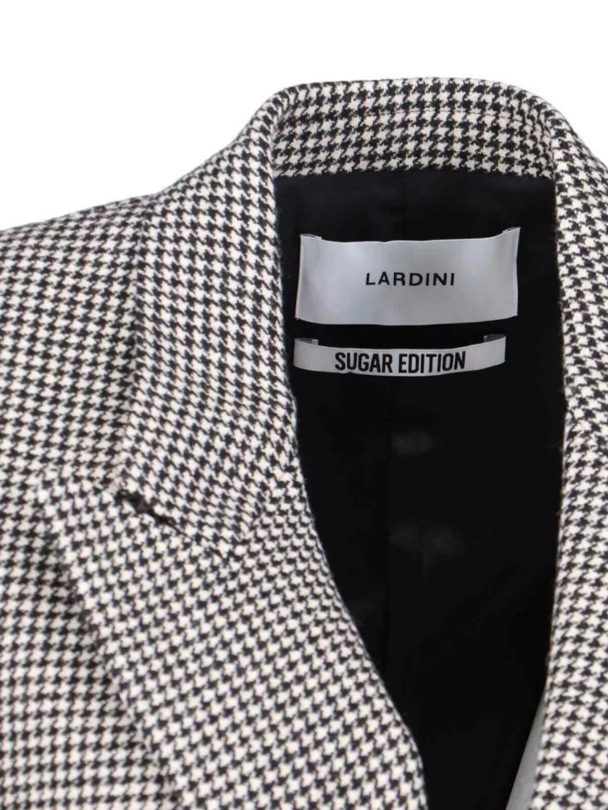 Lardini Blazer Houndstooth Notched Lapels Front Pockets