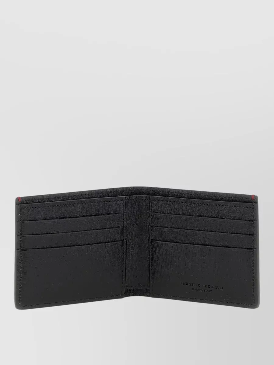 Brunello Cucinelli Heraldic Crest Leather Wallet Bi Fold Design