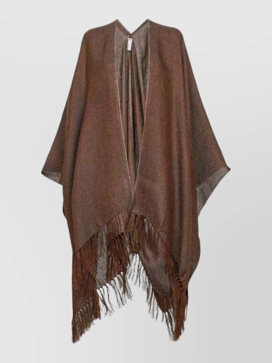 Brunello Cucinelli Linen Fringed Open Poncho