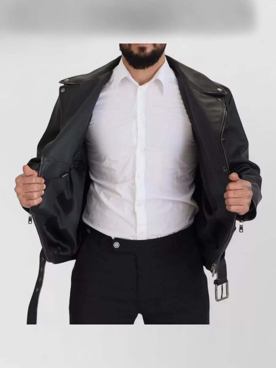 Dolce&Gabbana Leather Belted Biker Coat