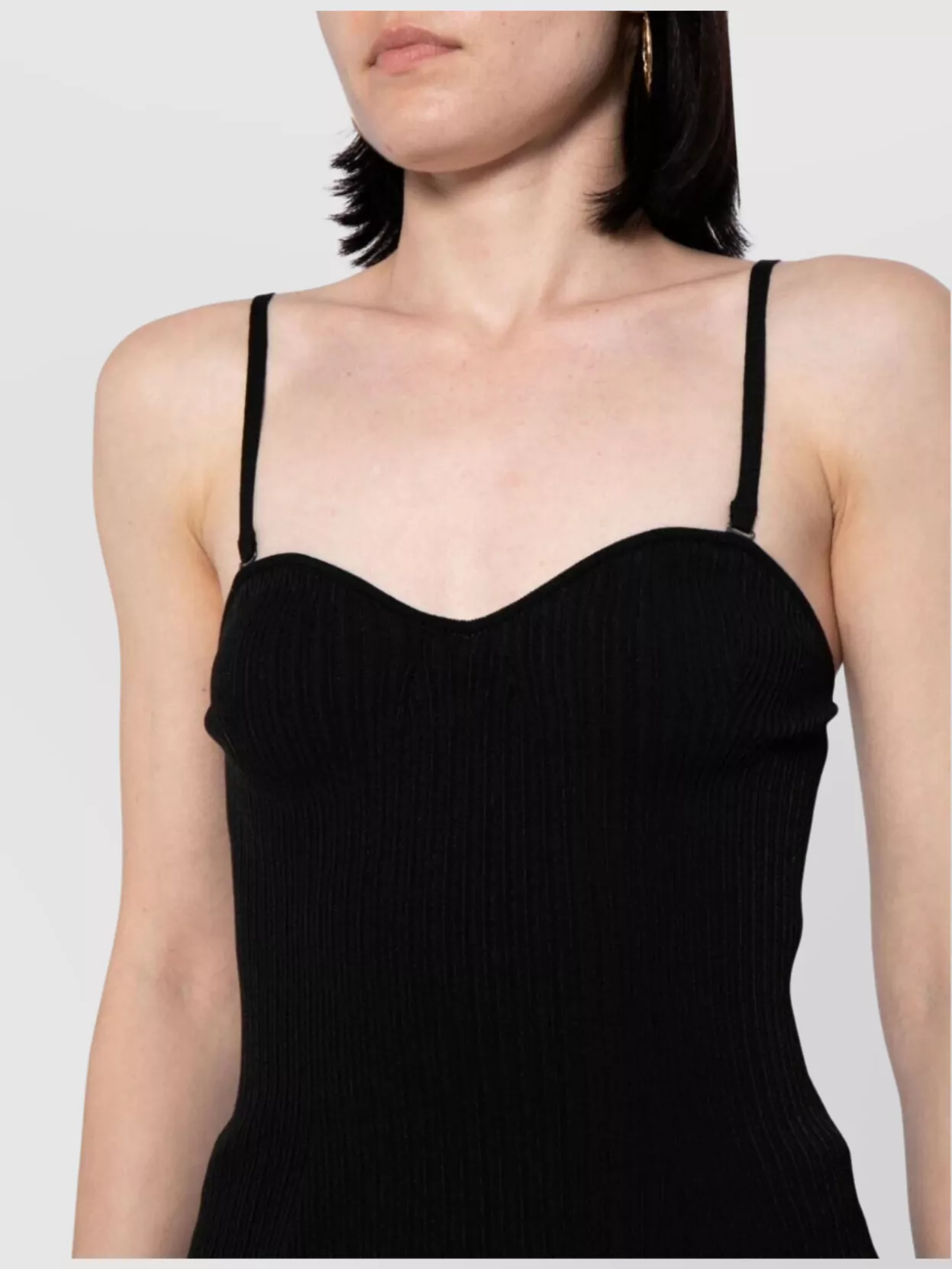 Emporio Armani Fitted Ribbed Knit Top With Spaghetti Straps