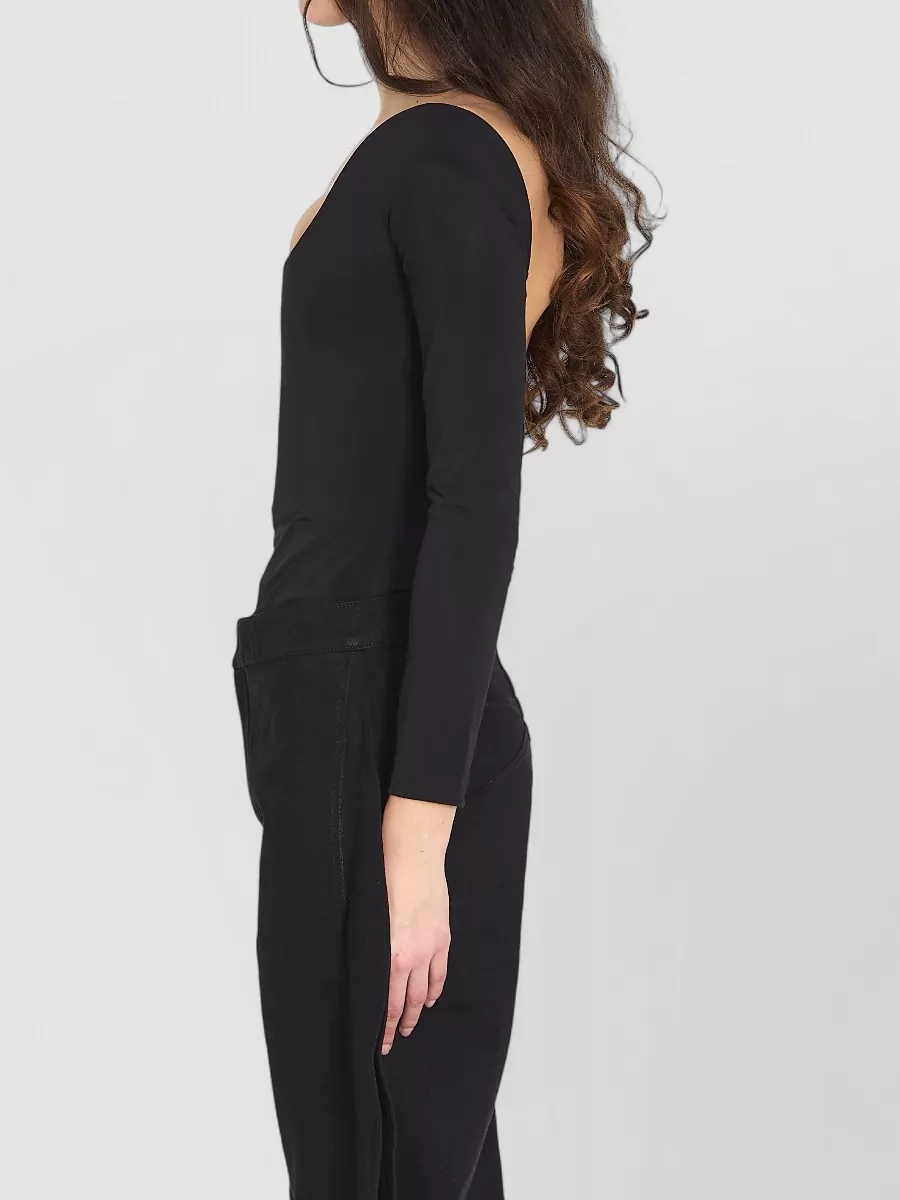 Alaïa Asymmetric Off-The-Shoulder Long-Sleeve Bodysuit