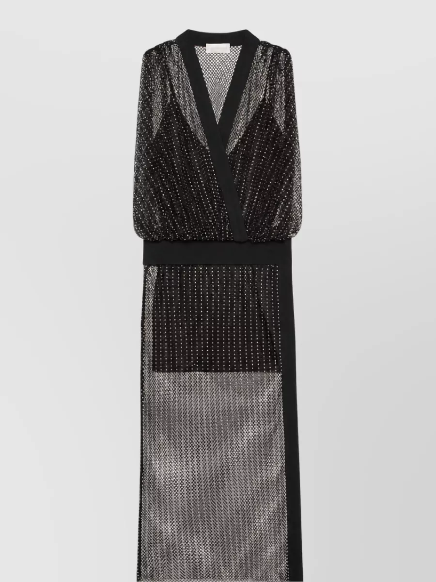 Sportmax rhinestone mesh wrap maxi dress