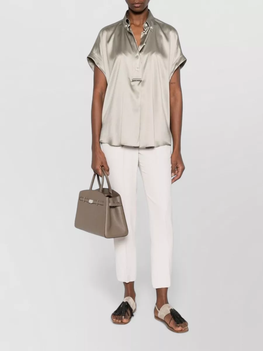 Brunello Cucinelli Silk Short-Sleeve Shirt