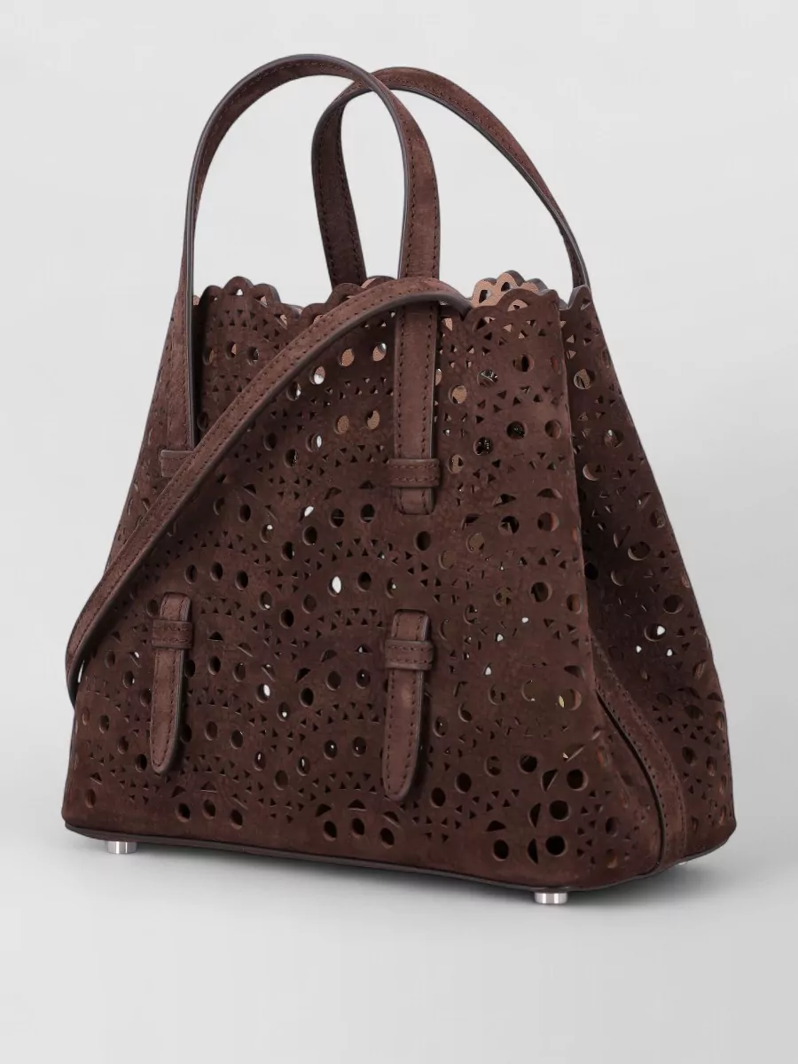 Alaïa Calfskin Nubuck Leather Mina 20 Small Tote Bag