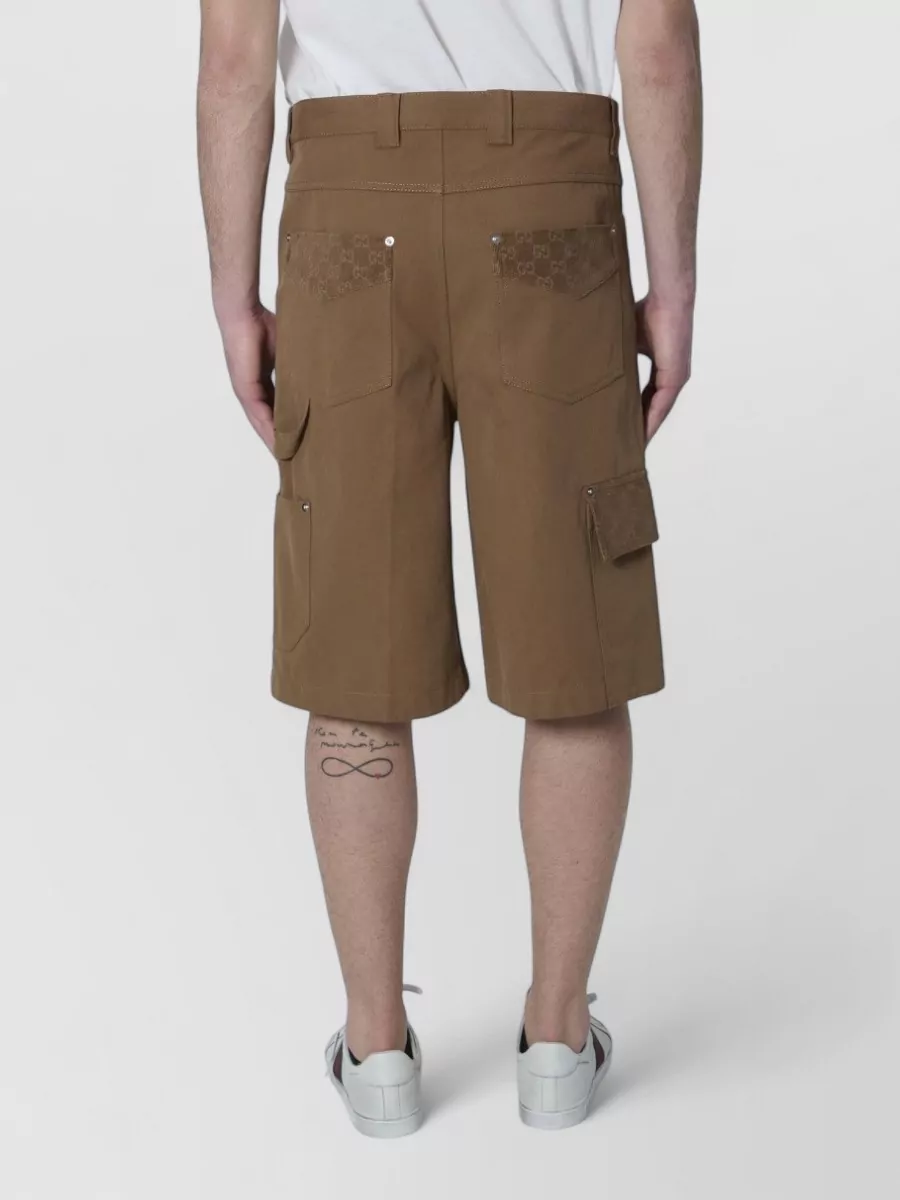 Gucci Denim Mid-Rise Wide-Leg Cargo Shorts