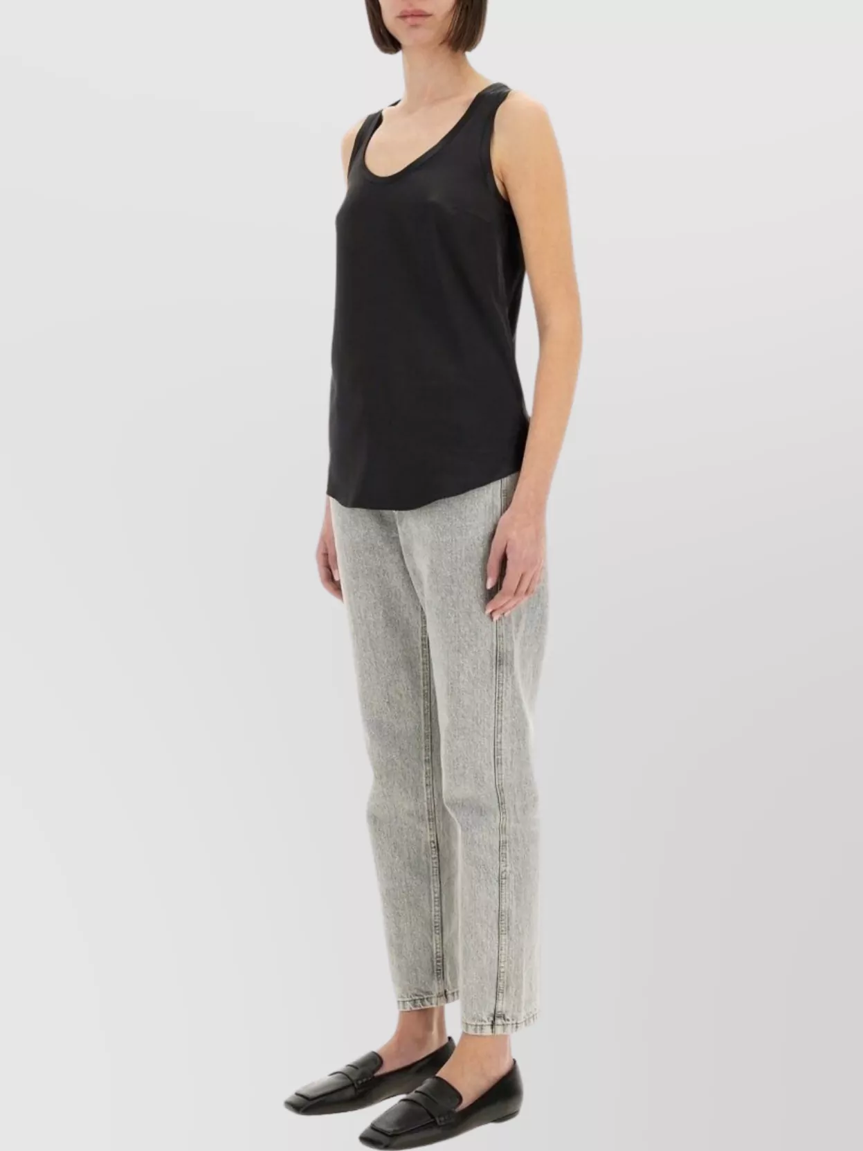 Brunello Cucinelli Round Shoulder Silk Tank Top