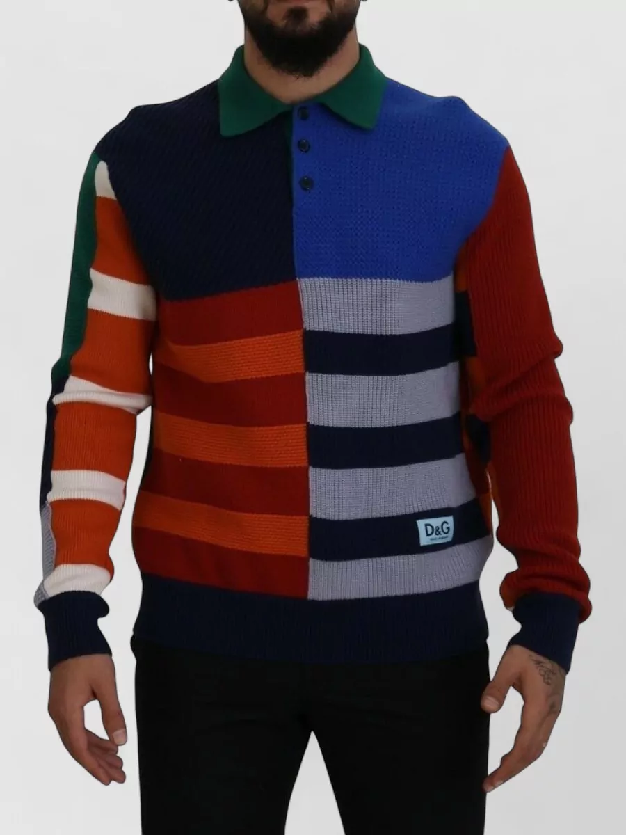 Dolce&Gabbana Virgin wool striped polo sweater