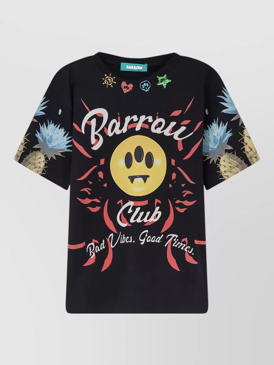 Barrow cotton ribbed crew neck short-sleeve printed t-shirt