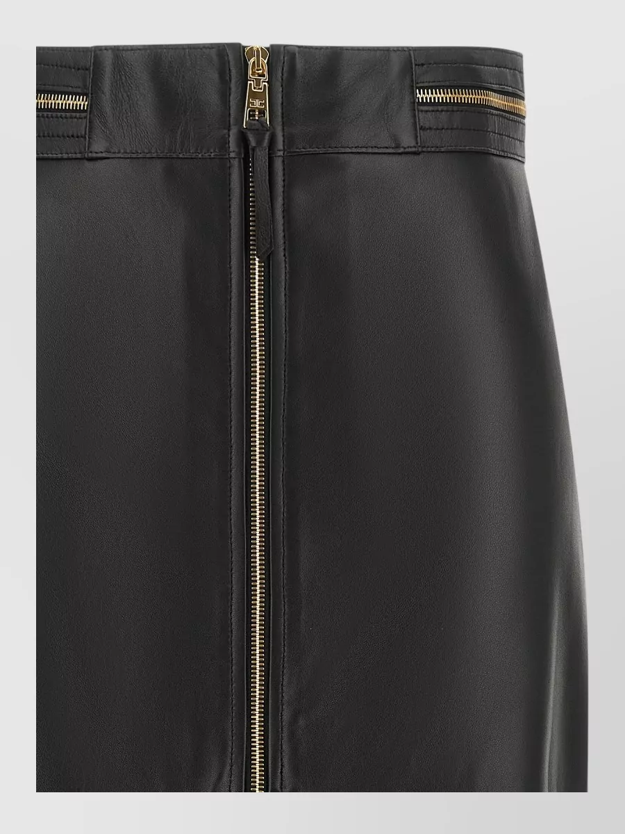 Elisabetta Franchi Leather High-Rise Midi Pencil Skirt
