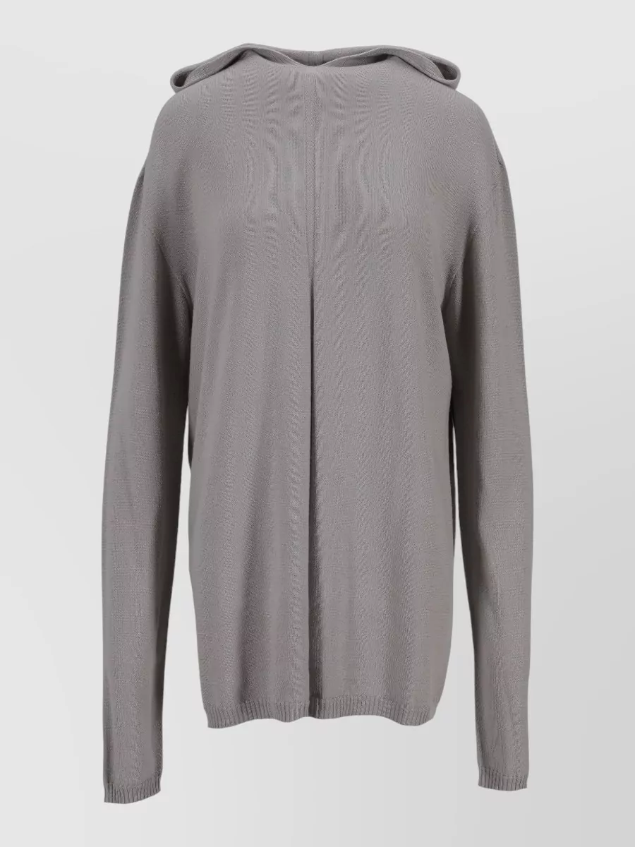 Rick Owens Relaxed Fit Hooded Knitwear Top In Gray