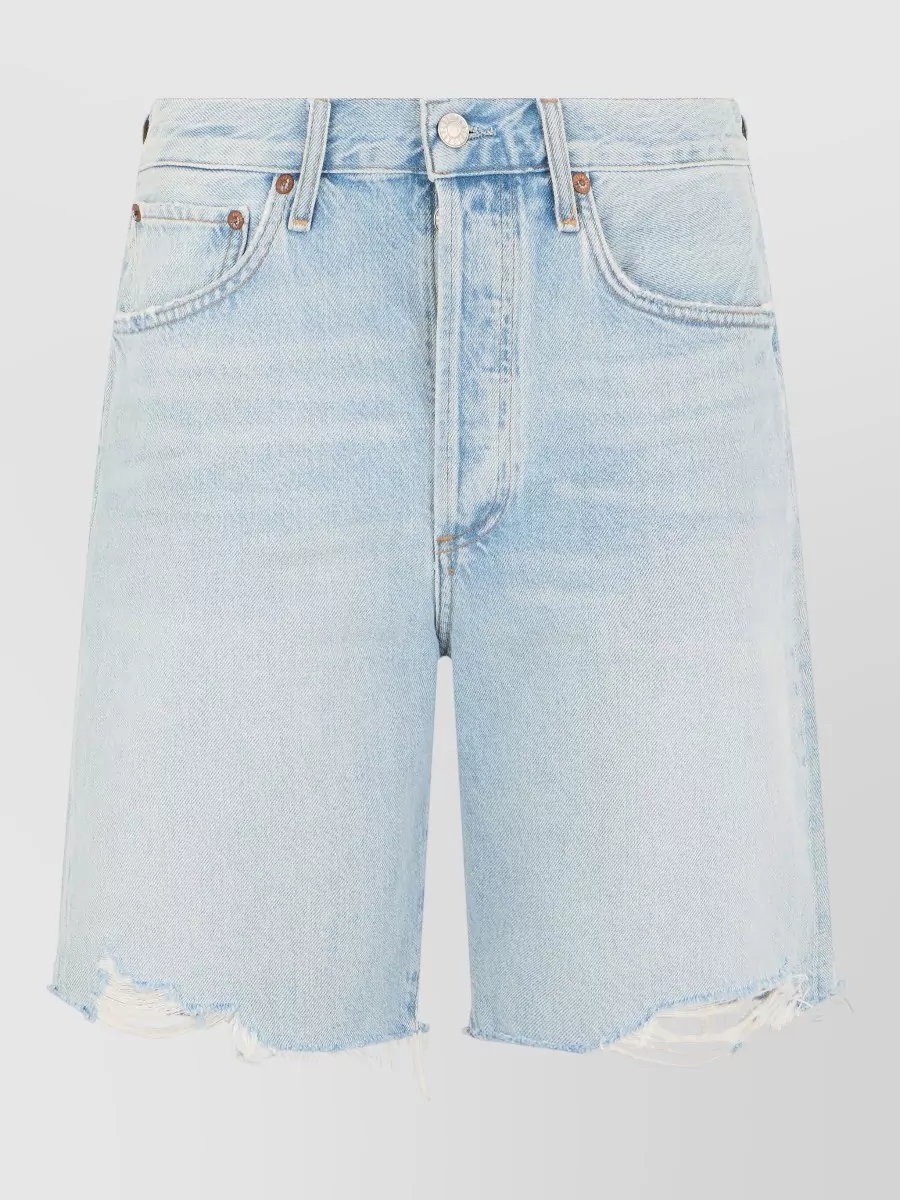 Agolde Mid Length Denim Bermuda Shorts Belt Loops In Blue