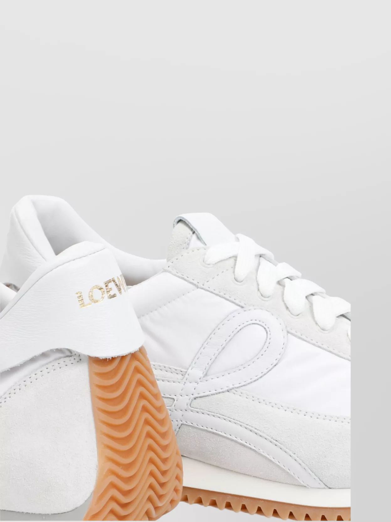 Loewe Suede & Tech Flow Runner Low Sneakers In White