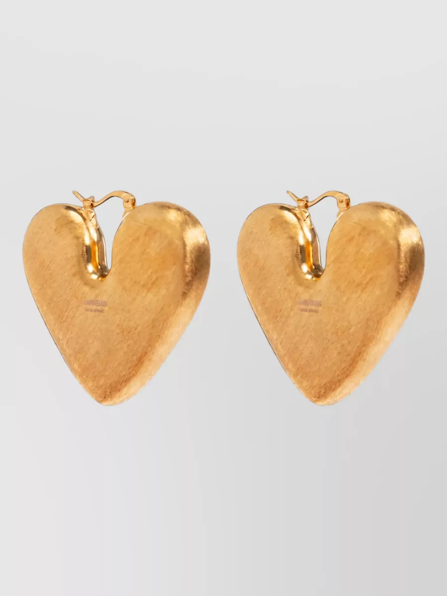 Jacquemus Crystal Embellished Heart Drop Earrings