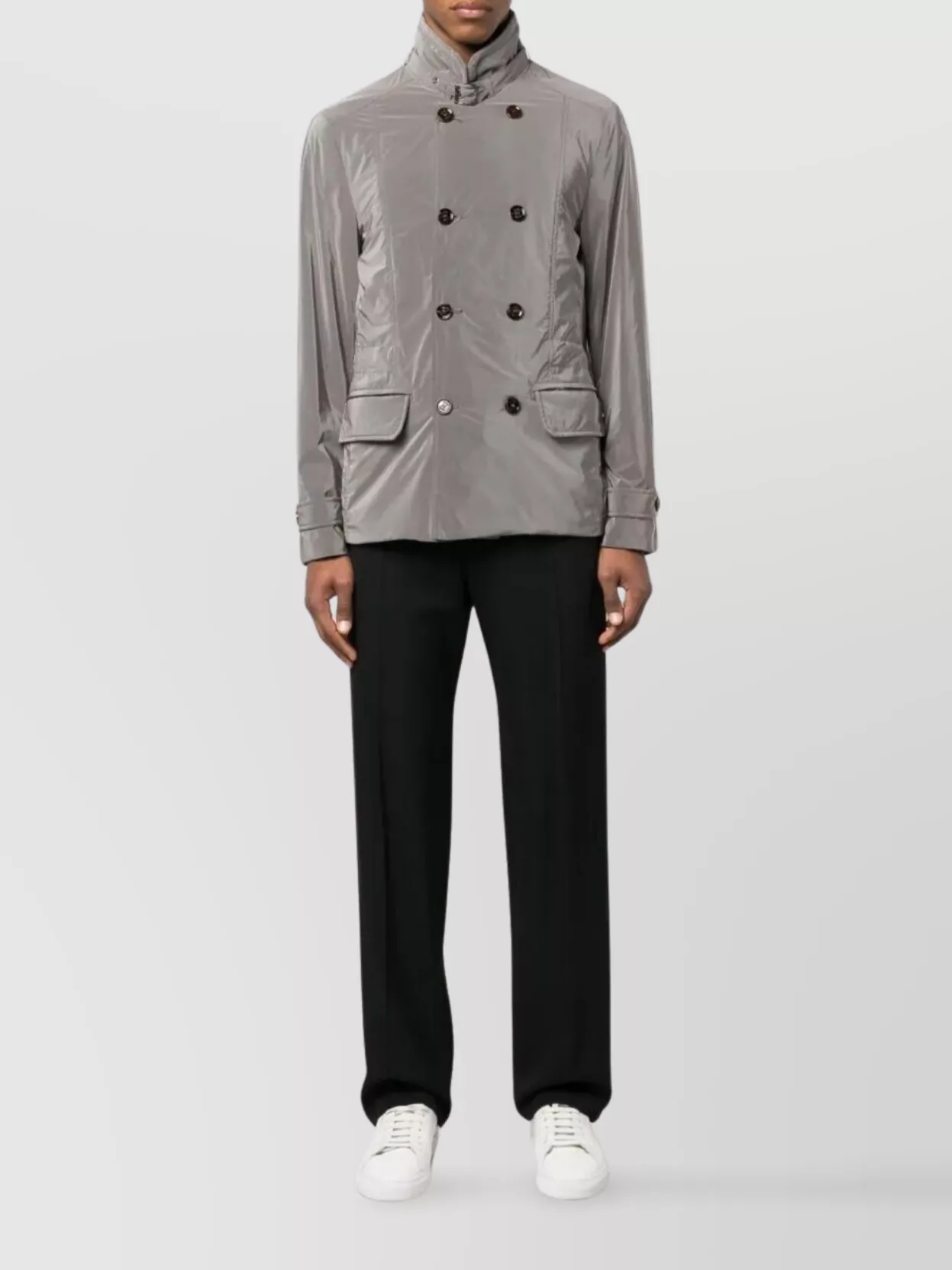 Moorer Nabucco Jacket Double-breasted High Collar In Gray