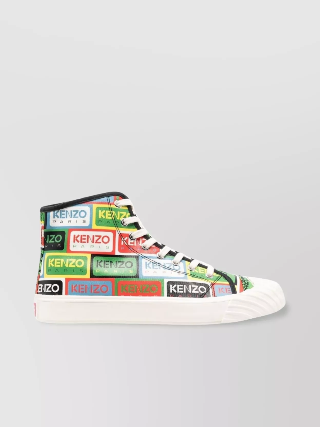 Shop Kenzo Rubber Sole High-top Sneakers With Round Toe In White