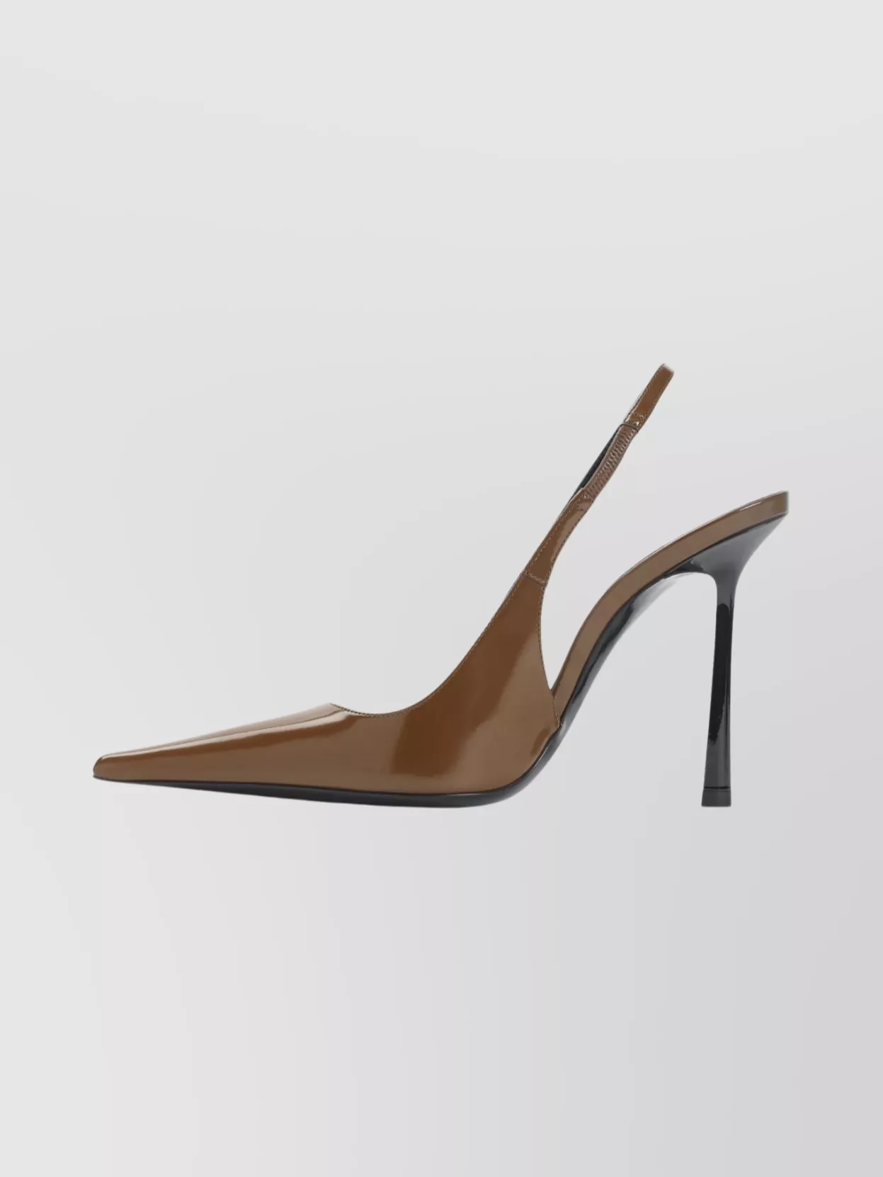 Saint Laurent Glossy Pointed Toe Pumps In Brown