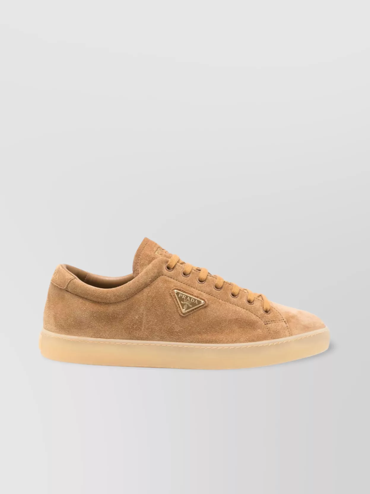 Prada Lace-Up Suede Sneakers Translucent Sole