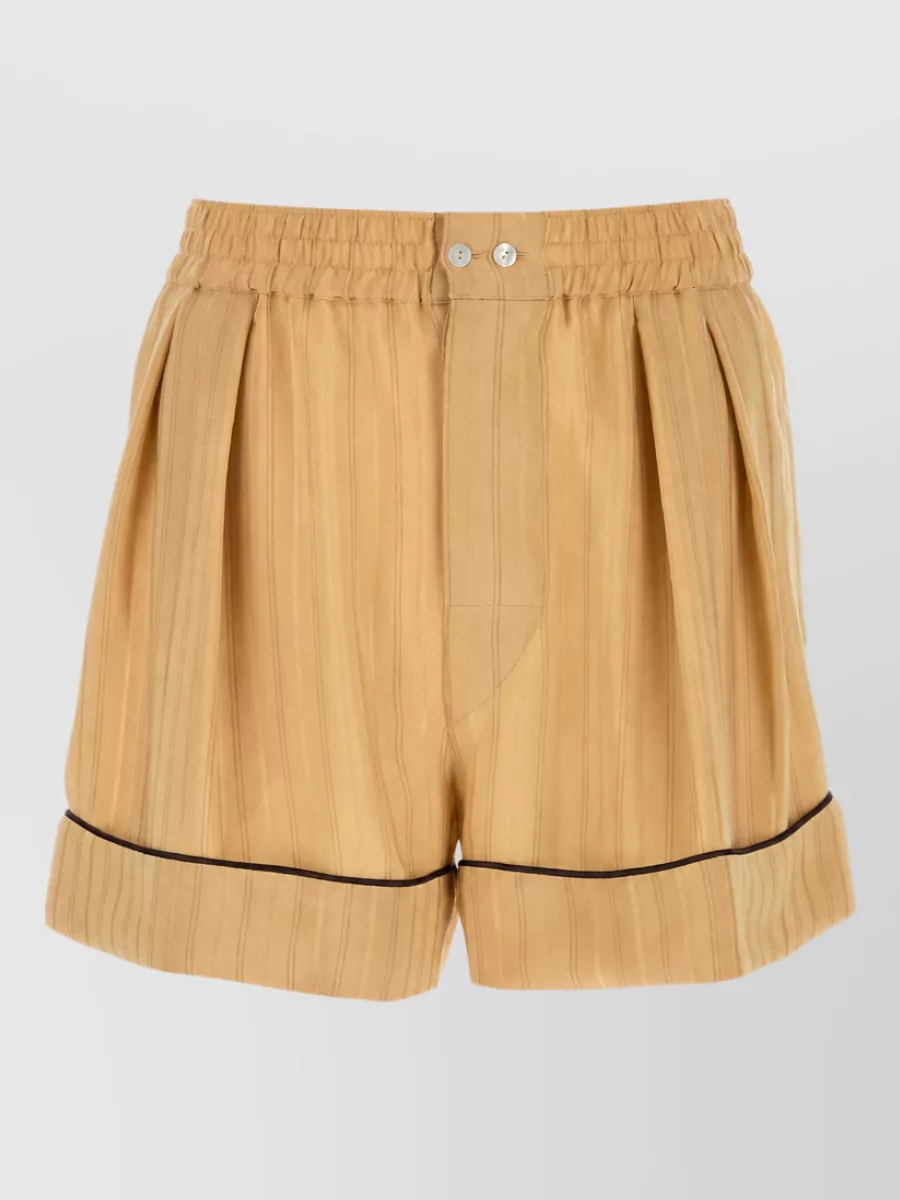 Saint Laurent Silk Embroidered Cropped Bermuda Shorts