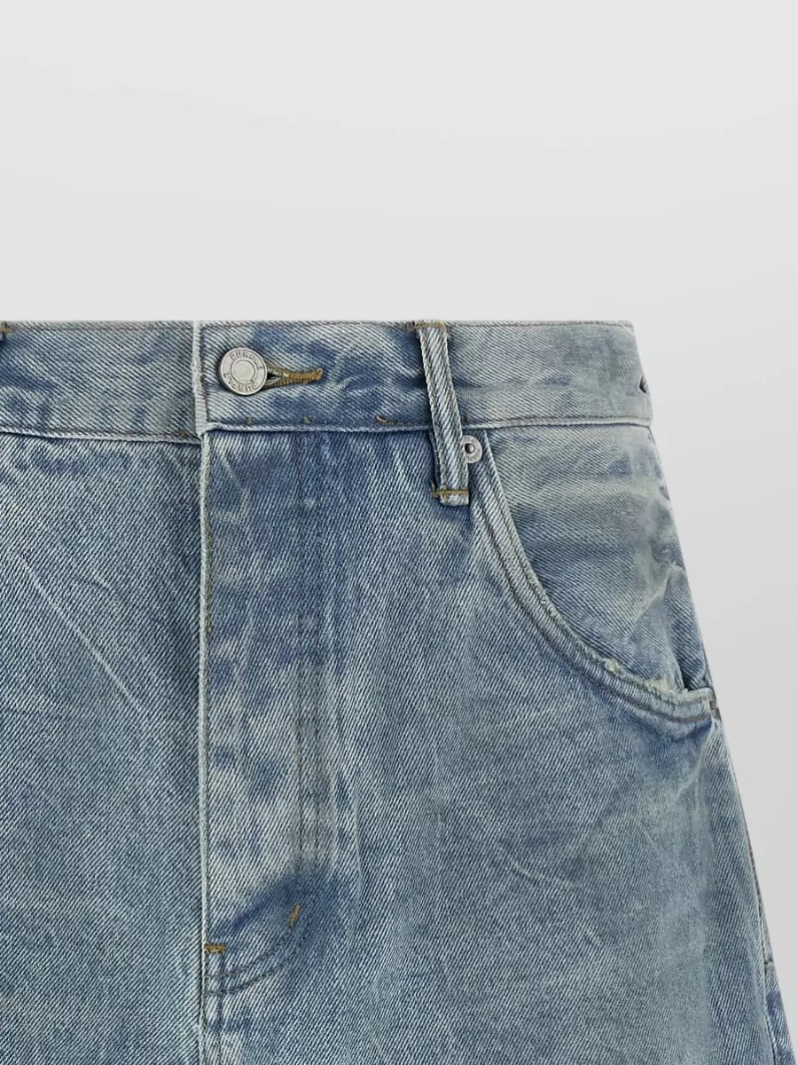 Purple Denim Wide-Leg Bermuda Shorts