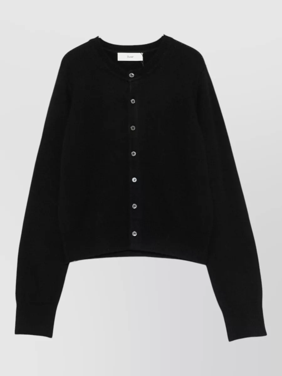 Dunst fine-knit wool round-neck long-sleeve cardigan