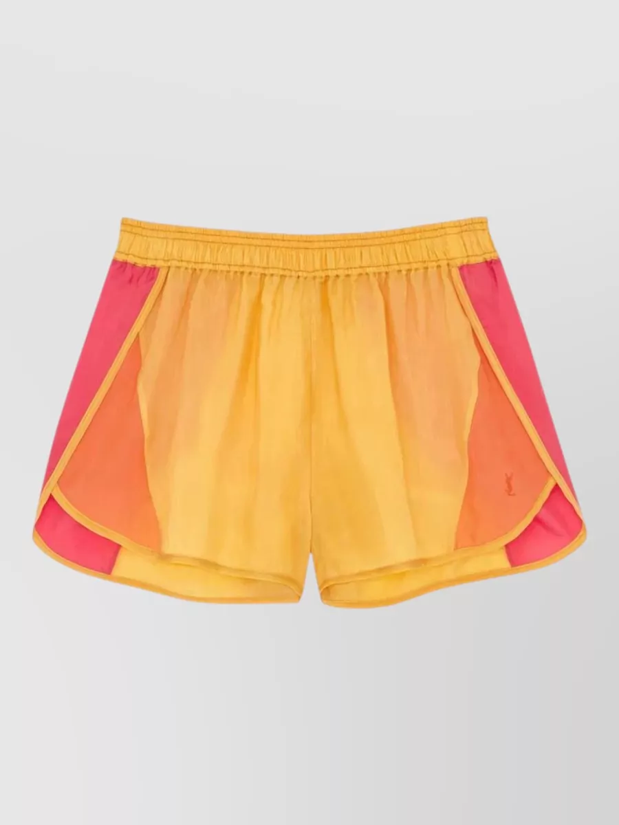 Saint Laurent Color-Block Cupro Relaxed-Fit Mid-Length Shorts