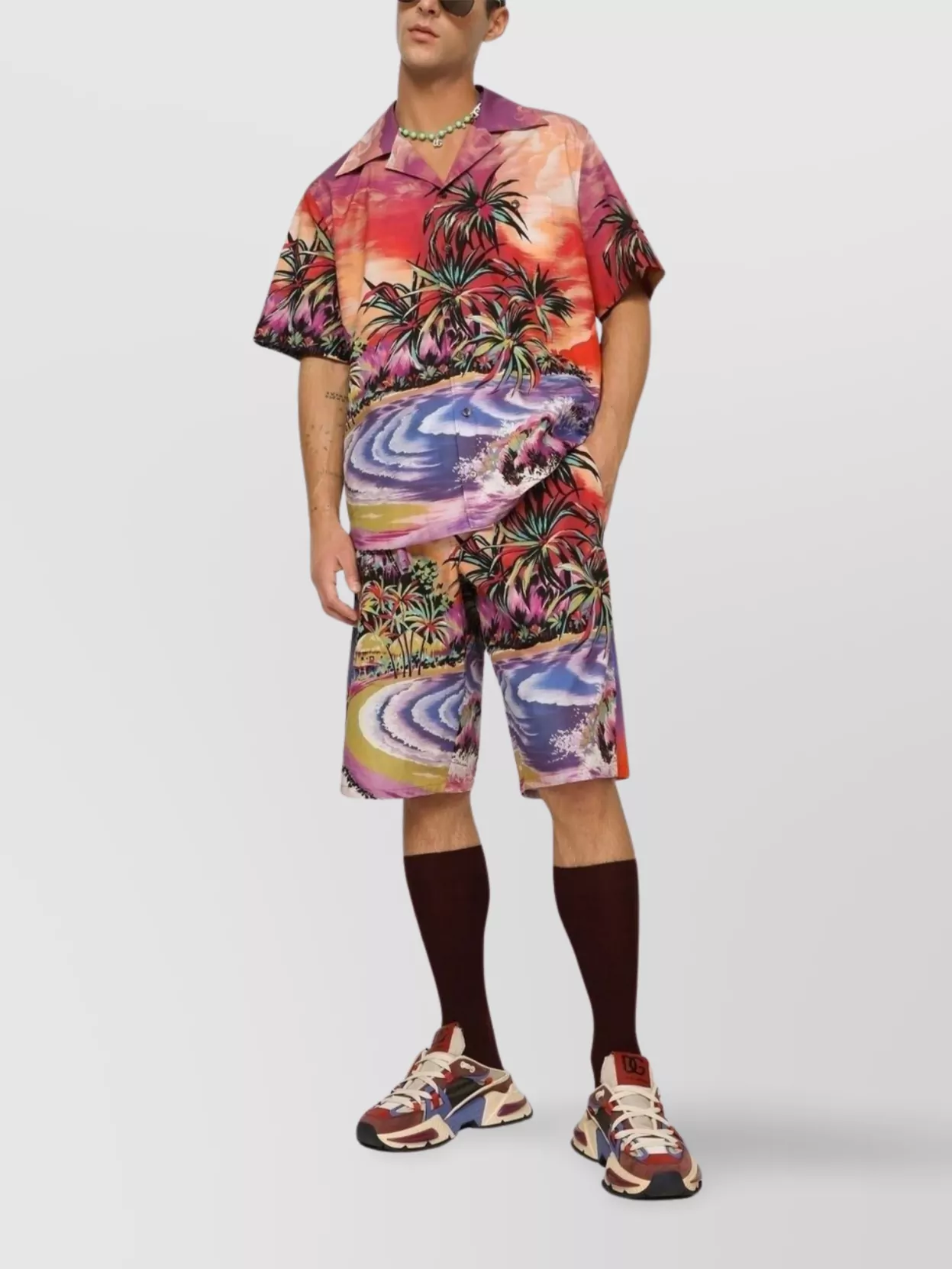 Dolce&Gabbana Graphic Tropical Wide Leg Shorts