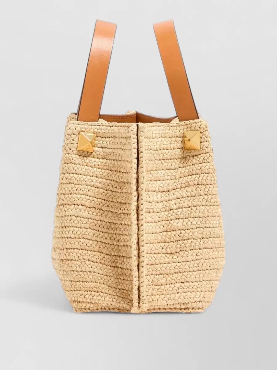 Valentino Garavani Vlogo Signature Small Raffia Beach Bag