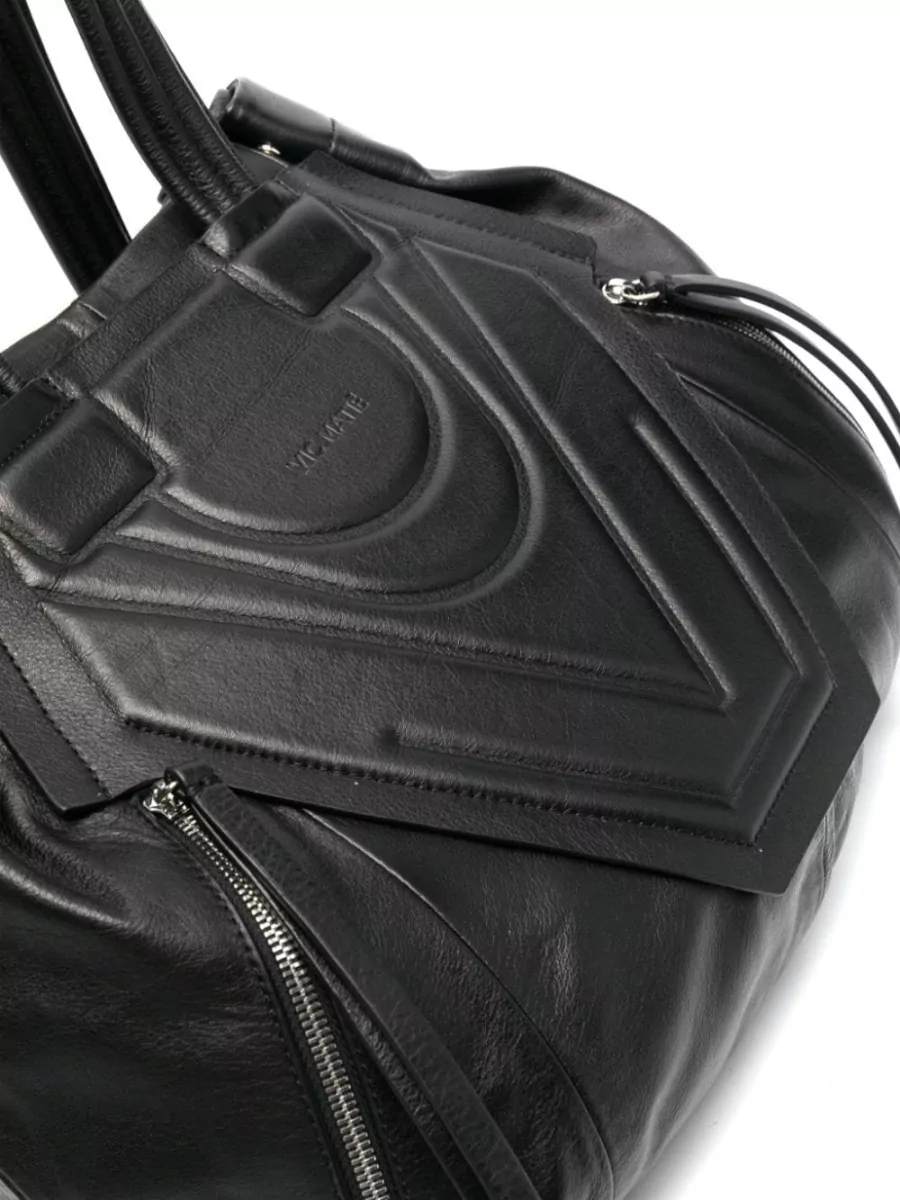 Vic Matie Leather Pebbled Tote Bag