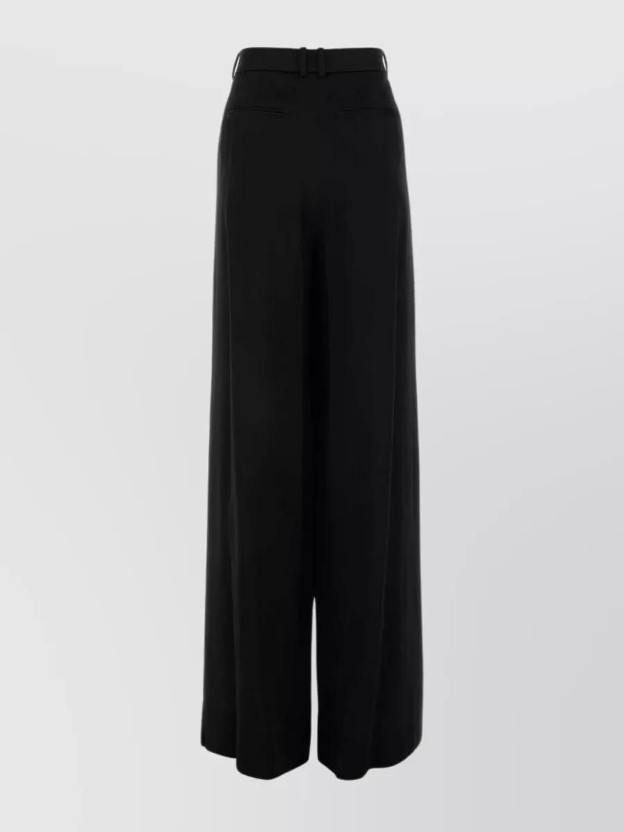 Shop Saint Laurent Wide-leg High-waisted Satin Trousers In Black