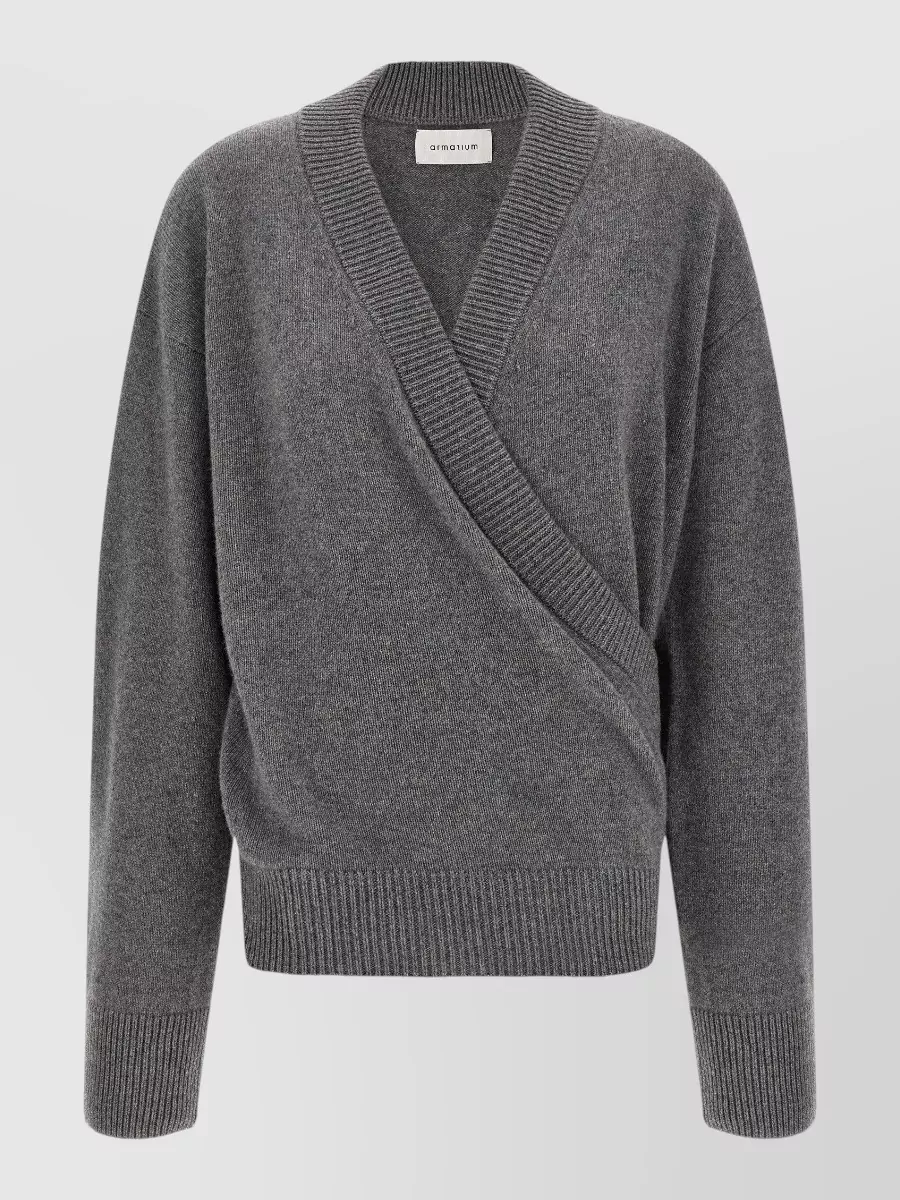 Armarium cashmere wool ribbed v-neck cardigan
