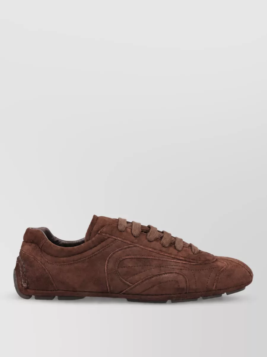 Prada Lamb Leather Low Top Sneakers