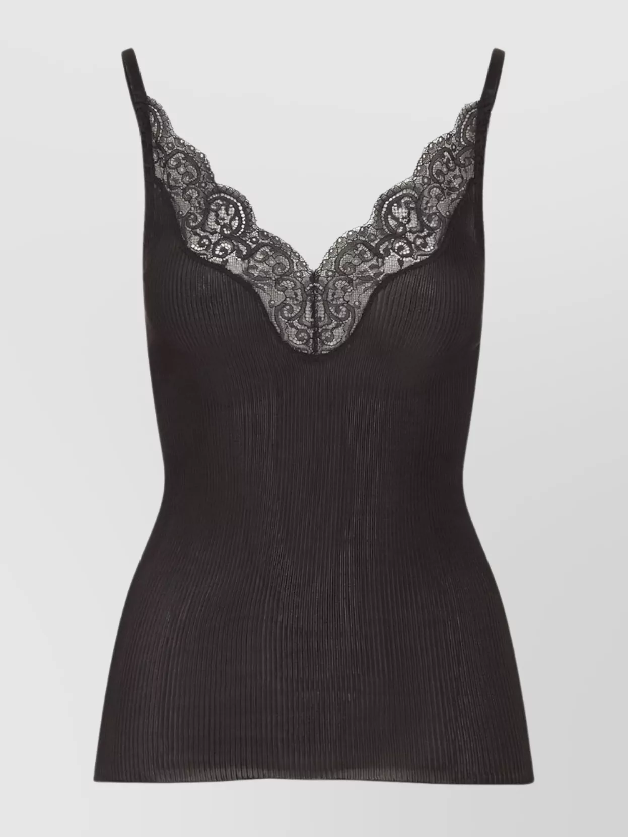Saint Laurent Silk Tank Top Lace Trim