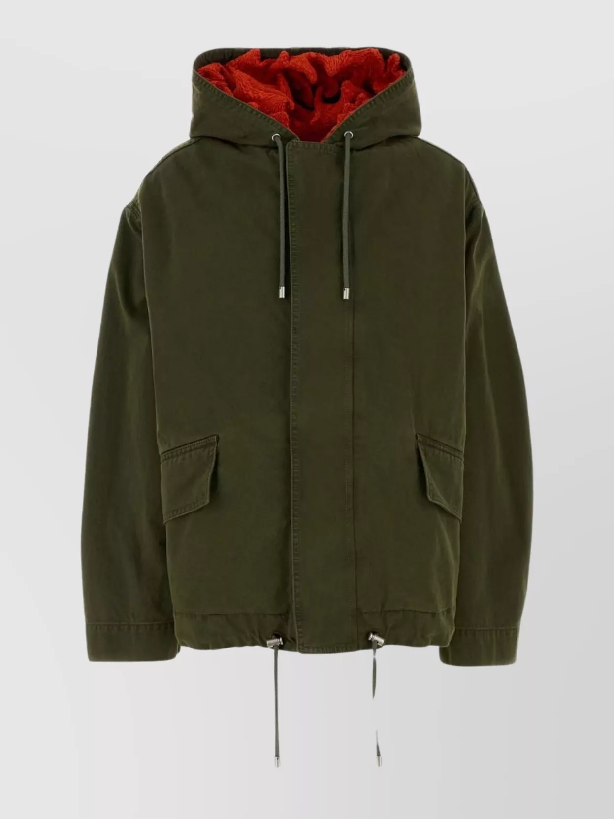 Loewe Hooded Parka With Drawstring And Pockets In Green