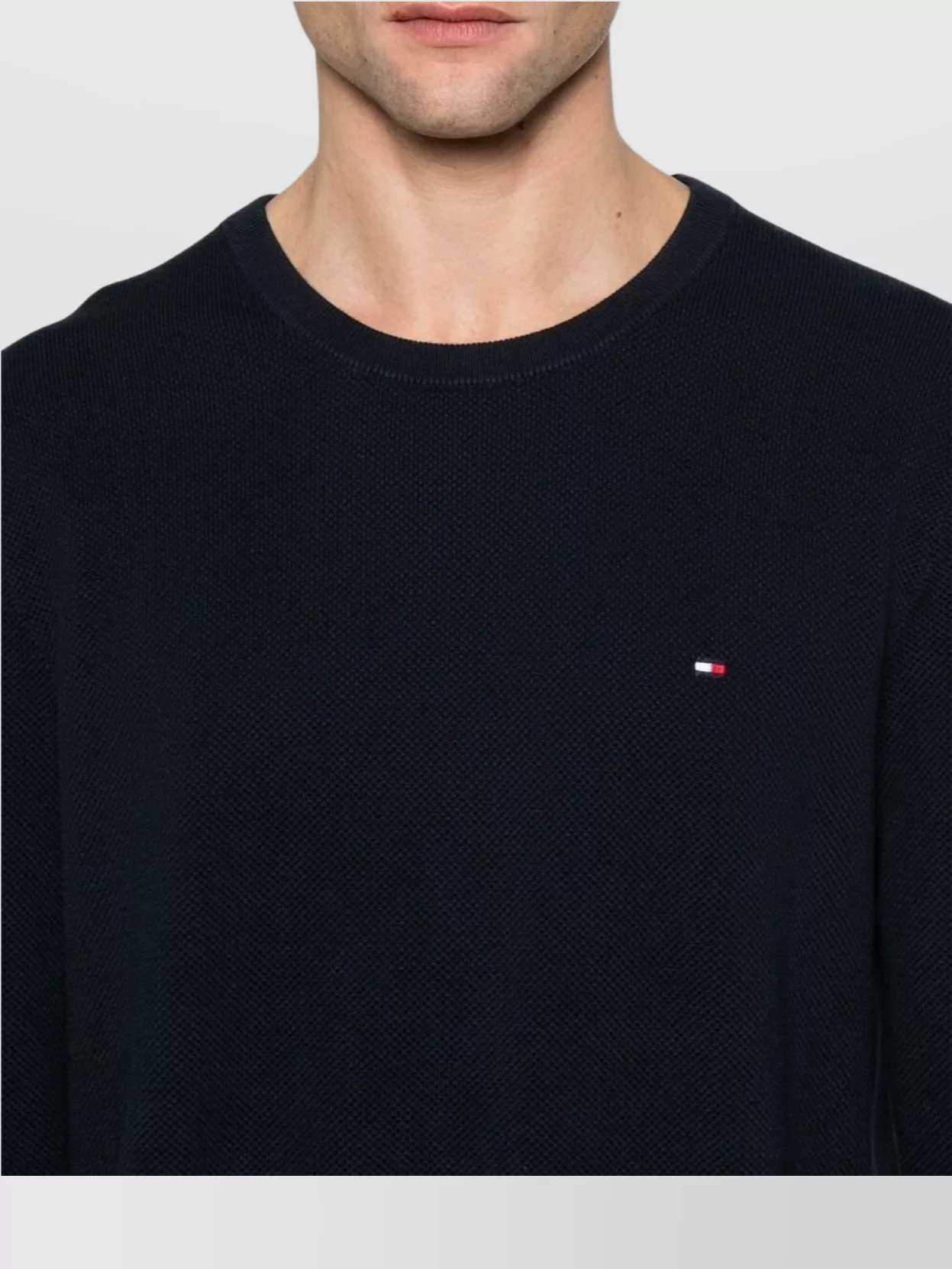 Tommy Hilfiger Crew Neck Cotton Sweater With Long Sleeves