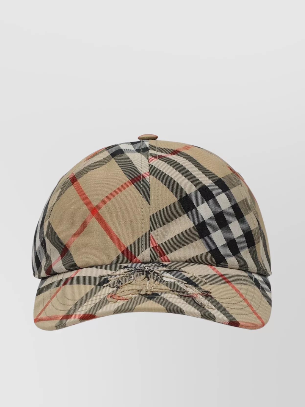 Burberry Check Pattern Baseball Cap With Curved Brim