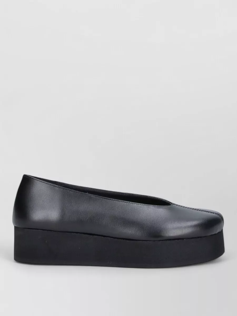 Comme Des Garçons Ballerina Shoes Low Profile Round Toe Platform In Black