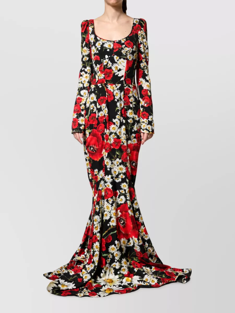Dolce&Gabbana silk floral-print long-sleeve maxi dress