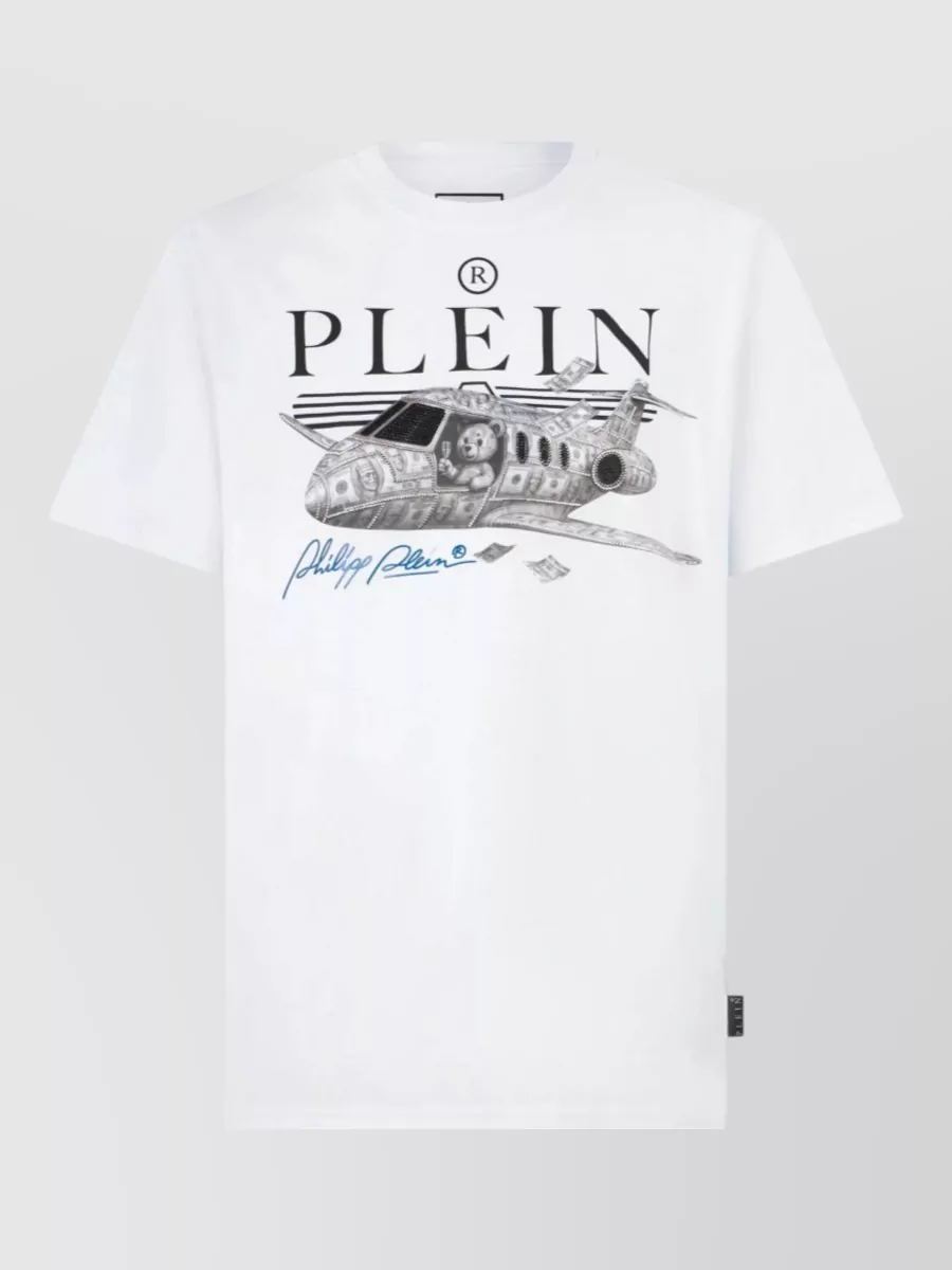 Philipp Plein crystal embellished logo print cotton t shirt
