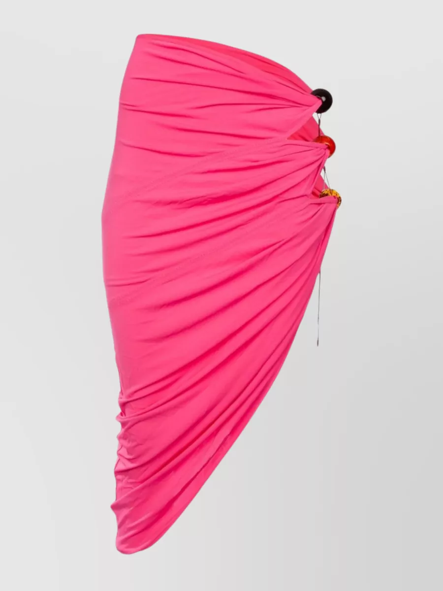 Shop Jacquemus Perola Flowing Draped Asymmetrical Hem Skirt In Pink